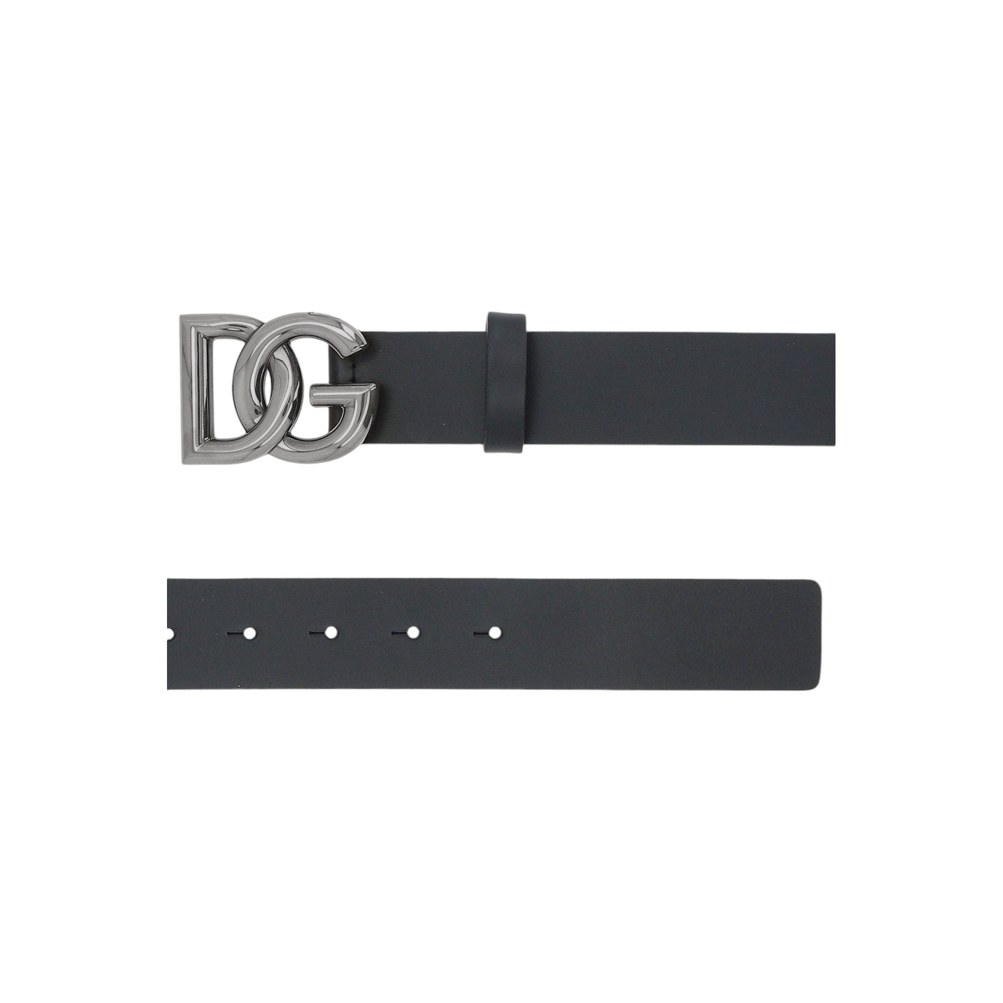 DG Logo Smooth Leather Belt-DOLCE & GABBANA-JOHN JULIA