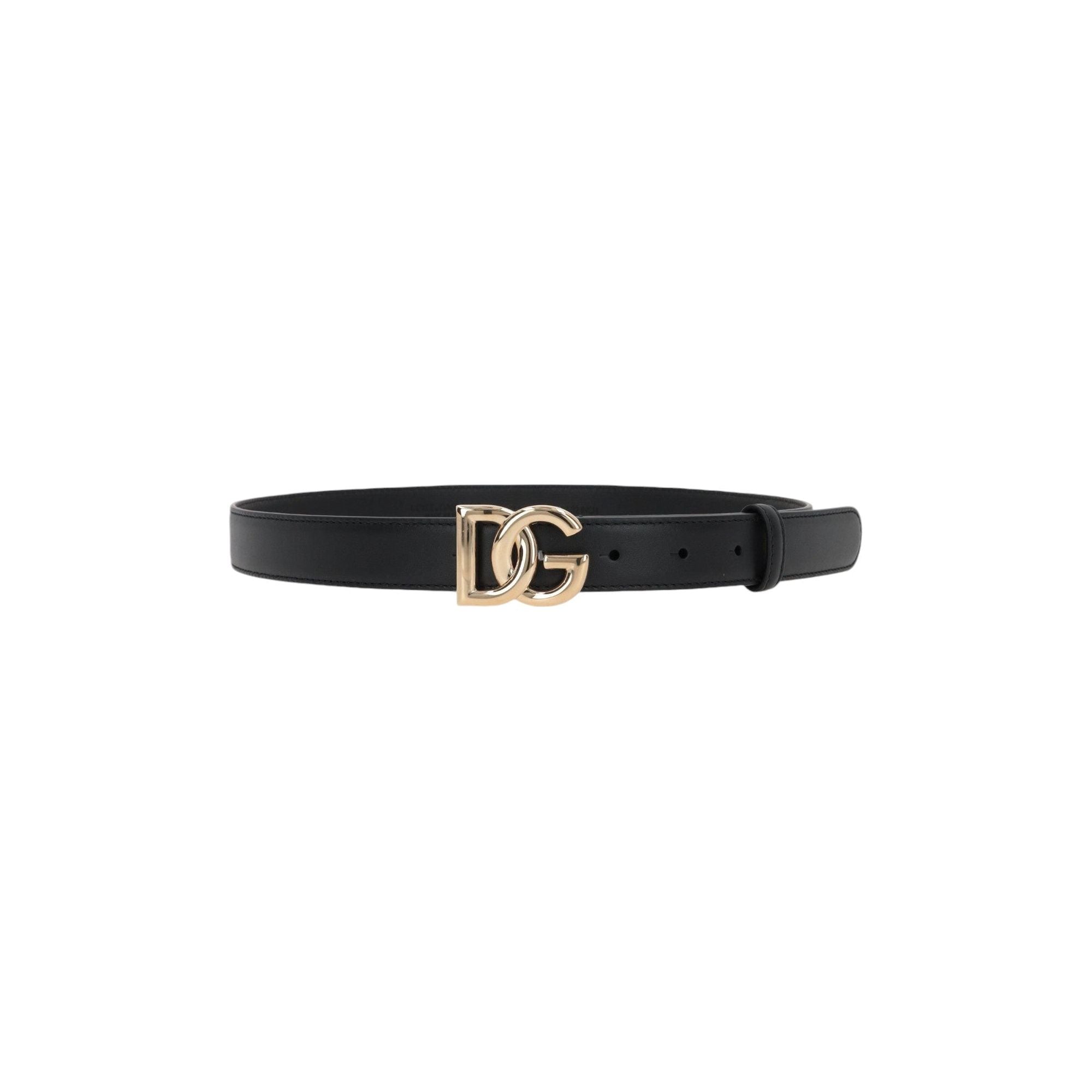 DG Logo Smooth Leather Belt-DOLCE & GABBANA-JOHN JULIA