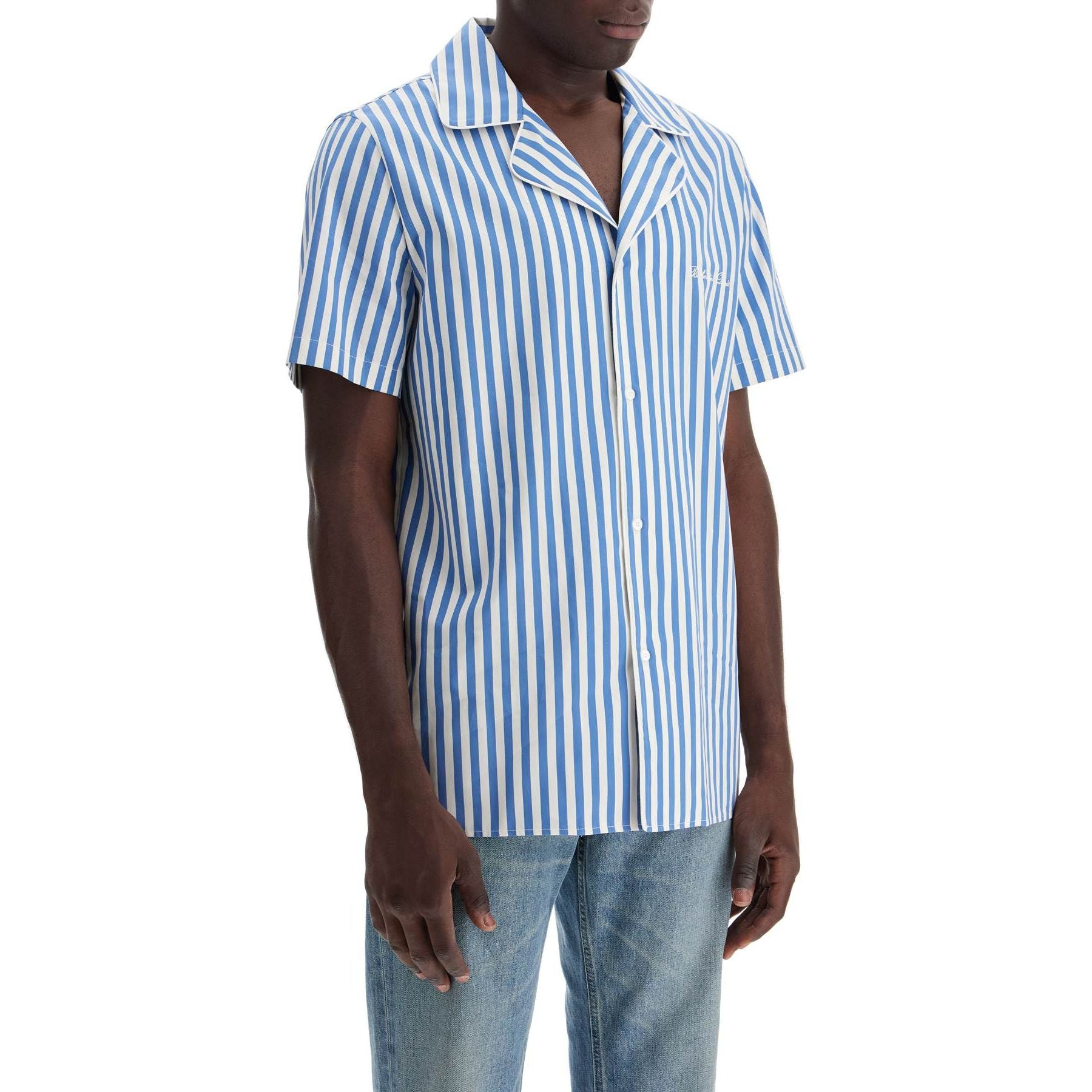 Short-Sleeved Striped Cotton Shirt