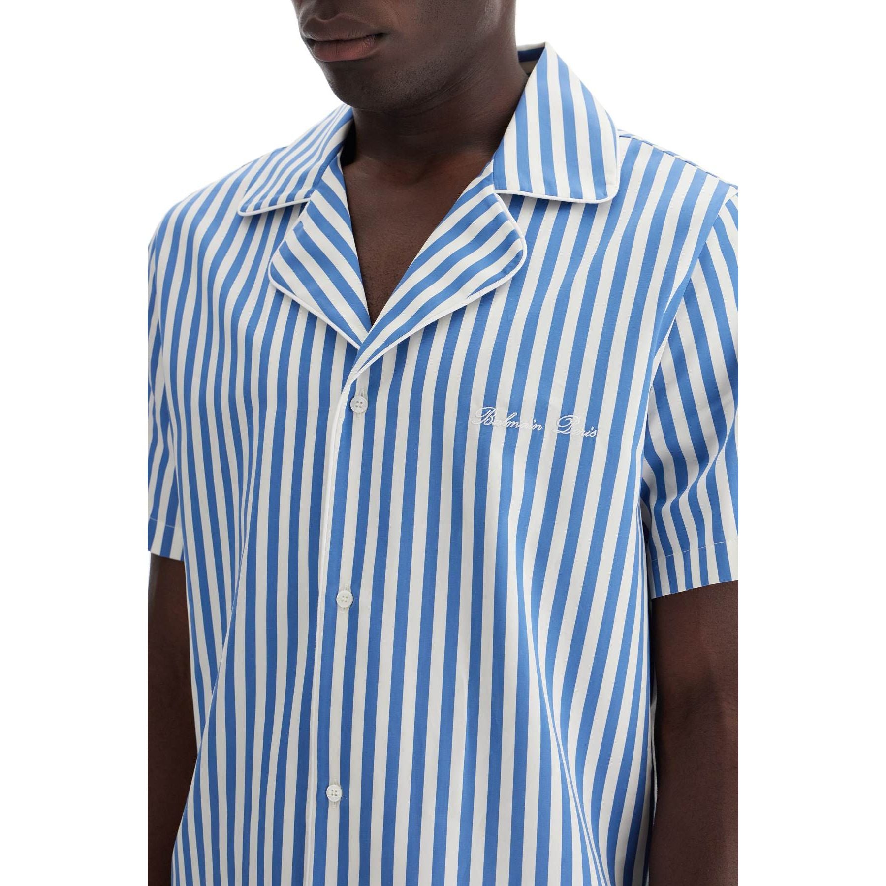 Short-Sleeved Striped Cotton Shirt