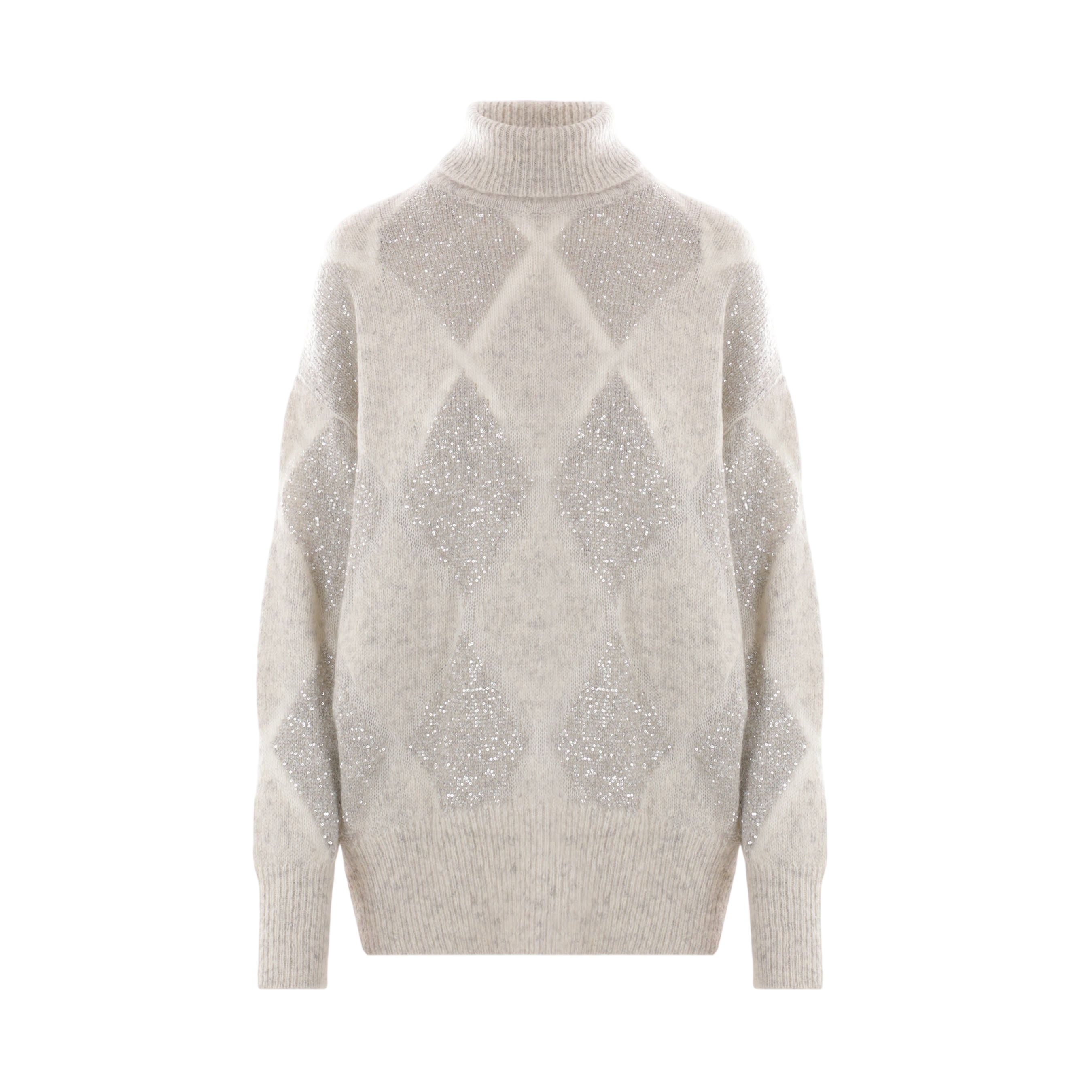 Dazzling Argyle Mohair Wool Turtleneck-BRUNELLO CUCINELLI-JOHN JULIA