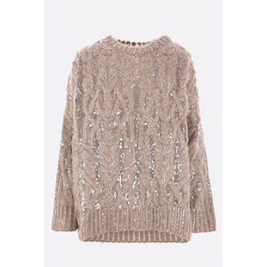 Dazzling Mesh Embroidered Alpaca Wool Sweater-BRUNELLO CUCINELLI-JOHN JULIA