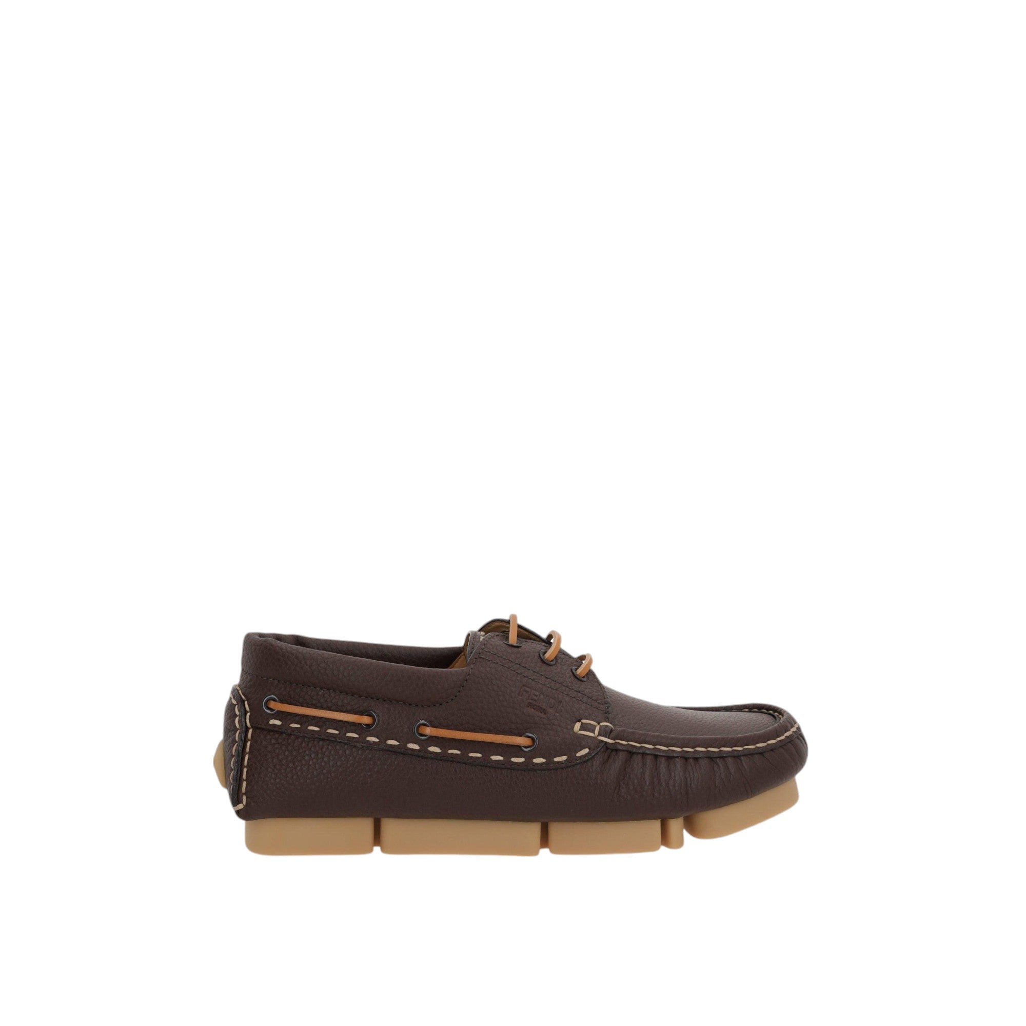 Deck Pebbled Leather Boat Shoes-FENDI-JOHN JULIA