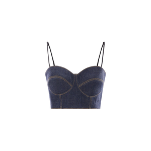 Denim Bralette Top-ALAÏA-JOHN JULIA