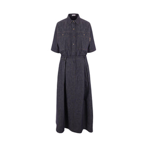 Denim Midi Dress-BRUNELLO CUCINELLI-JOHN JULIA