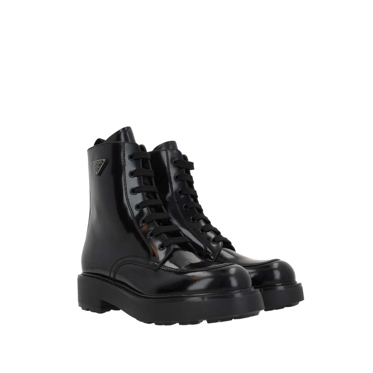 Diapason Brushed Leather Combat Boots-PRADA-JOHN JULIA