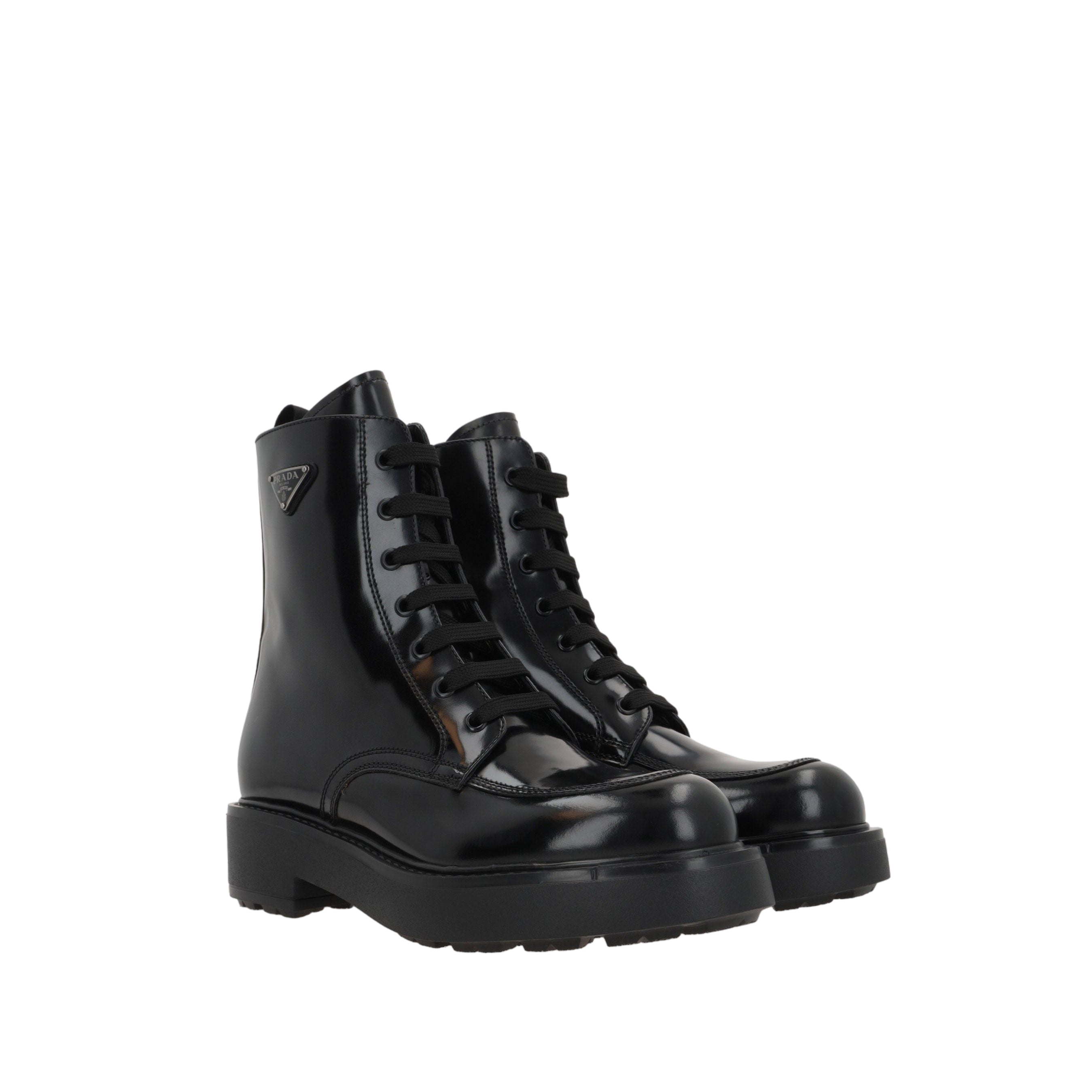 Diapason Brushed Leather Combat Boots-PRADA-JOHN JULIA