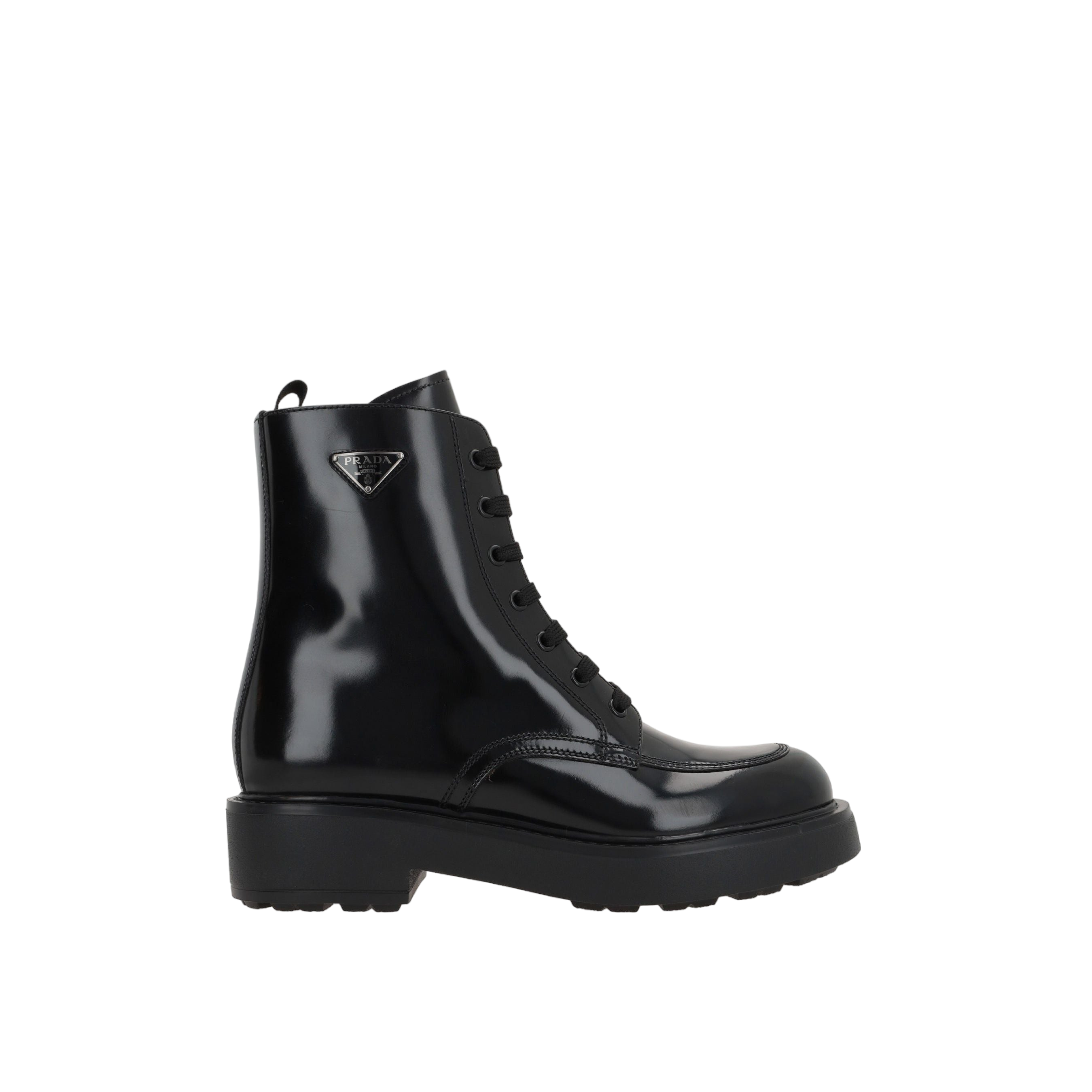 Diapason Brushed Leather Combat Boots-PRADA-JOHN JULIA