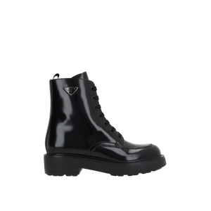 Diapason Brushed Leather Combat Boots-PRADA-JOHN JULIA