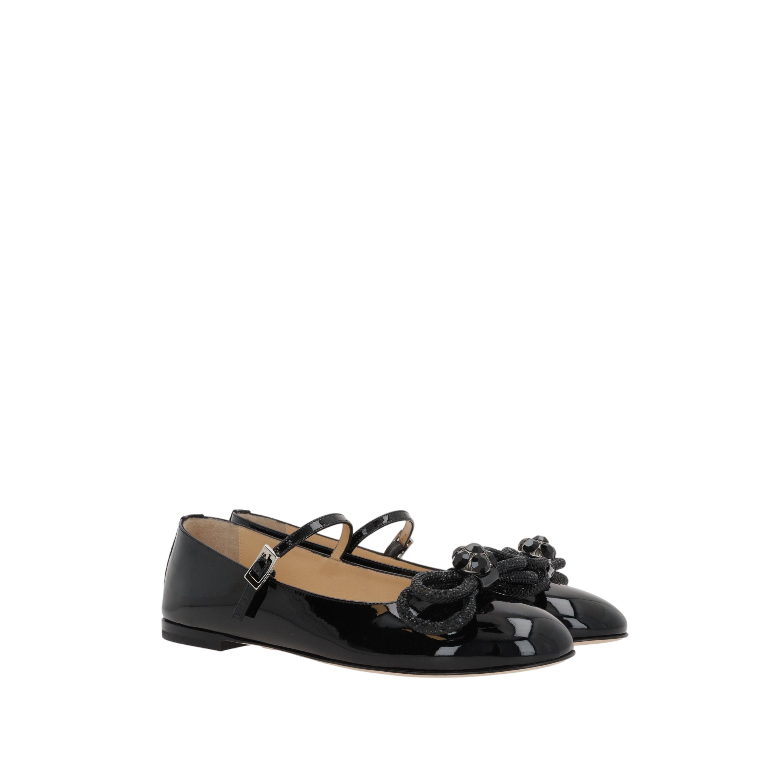 Double Bow Patent Leather Mary-Jane Ballerinas-MACH & MACH-JOHN JULIA