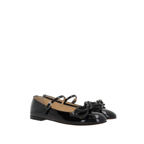 Double Bow Patent Leather Mary-Jane Ballerinas-MACH & MACH-JOHN JULIA