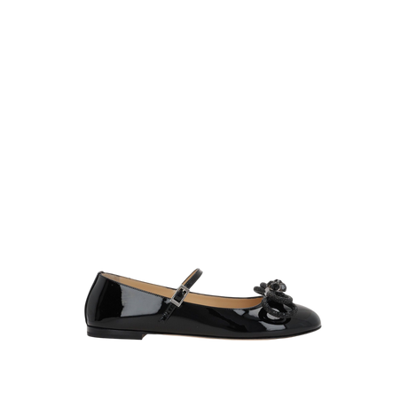 Double Bow Patent Leather Mary-Jane Ballerinas-MACH & MACH-JOHN JULIA