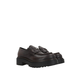 Double Chocolate Leather Loafers-PRADA-JOHN JULIA