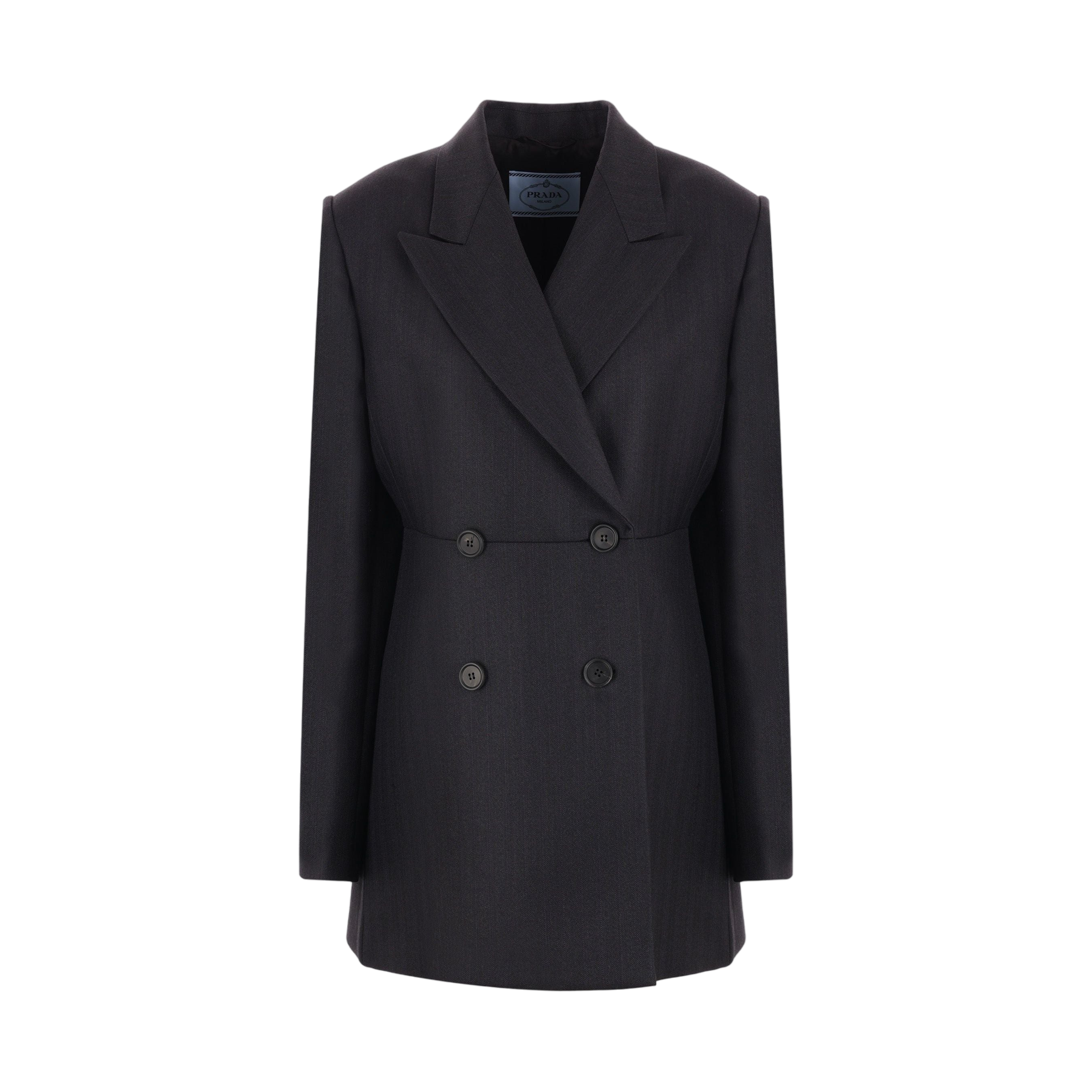 Double-breasted Chevron Wool Jacket-PRADA-JOHN JULIA