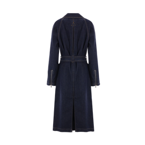 Double-breasted Denim Coat-ALAÏA-JOHN JULIA