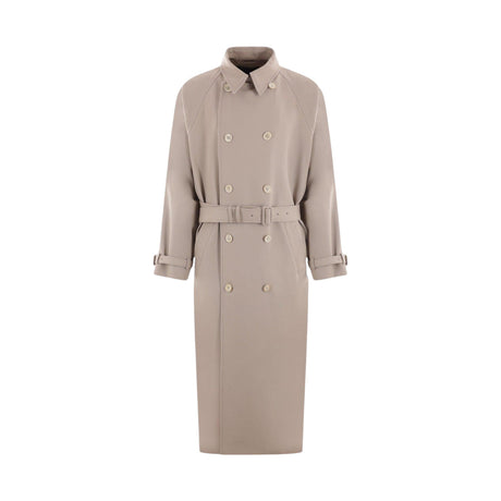 Double-breasted Gabardine Trench Coat-PRADA-JOHN JULIA