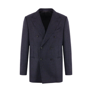 Double-breasted Wool Blend Jacket-CARUSO-JOHN JULIA