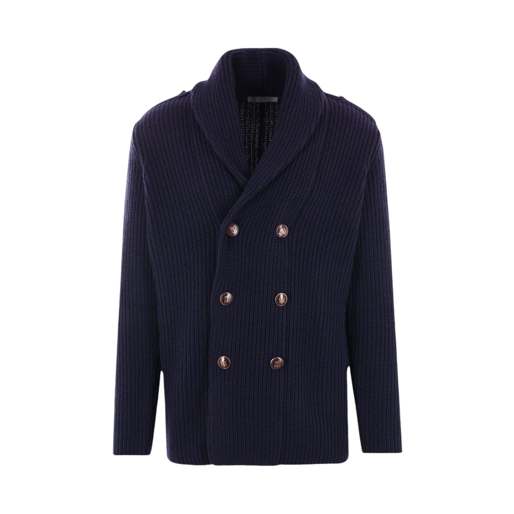 Double-breasted Wool, Cashmere, and Silk Cardigan-BRUNELLO CUCINELLI-JOHN JULIA