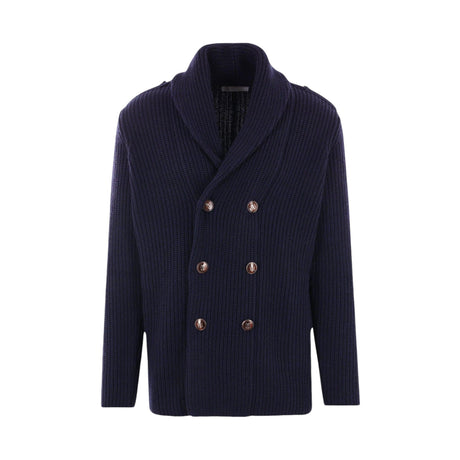 Double-breasted Wool, Cashmere, and Silk Cardigan-BRUNELLO CUCINELLI-JOHN JULIA