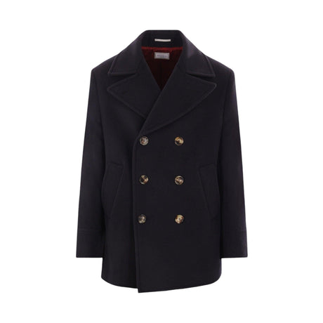 Double-breasted Wool Peacoat-BRUNELLO CUCINELLI-JOHN JULIA