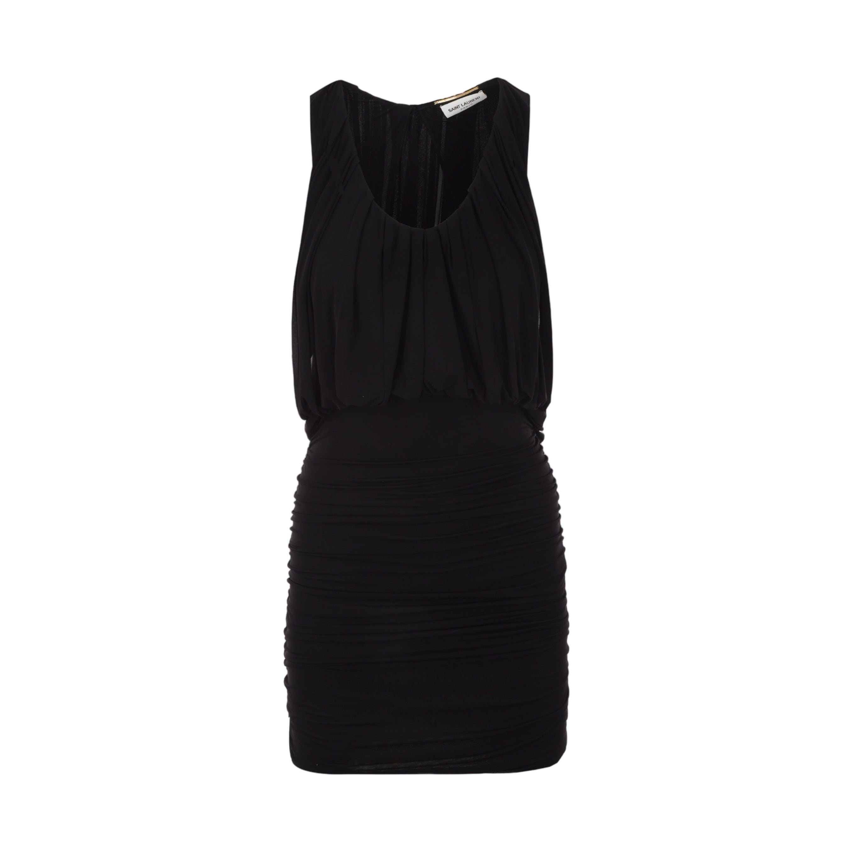 Draped Jersey Sleeveless Minidress-SAINT LAURENT-JOHN JULIA