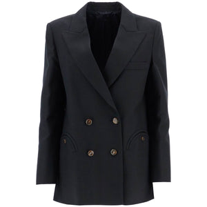 Light Wool Cavalry Twill Double-Breasted Blazer