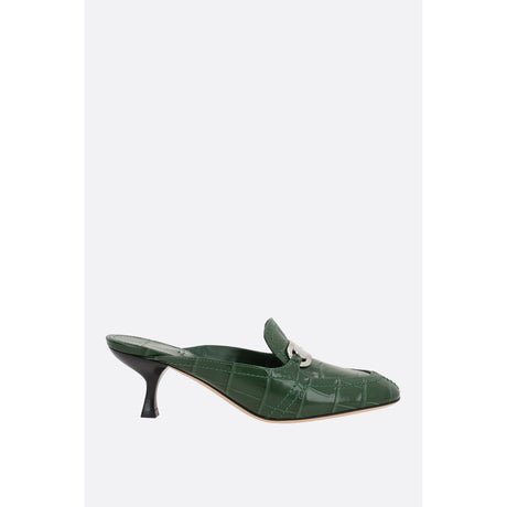 Elodye Crocodile Embossed Leather Mules-FERRAGAMO-JOHN JULIA