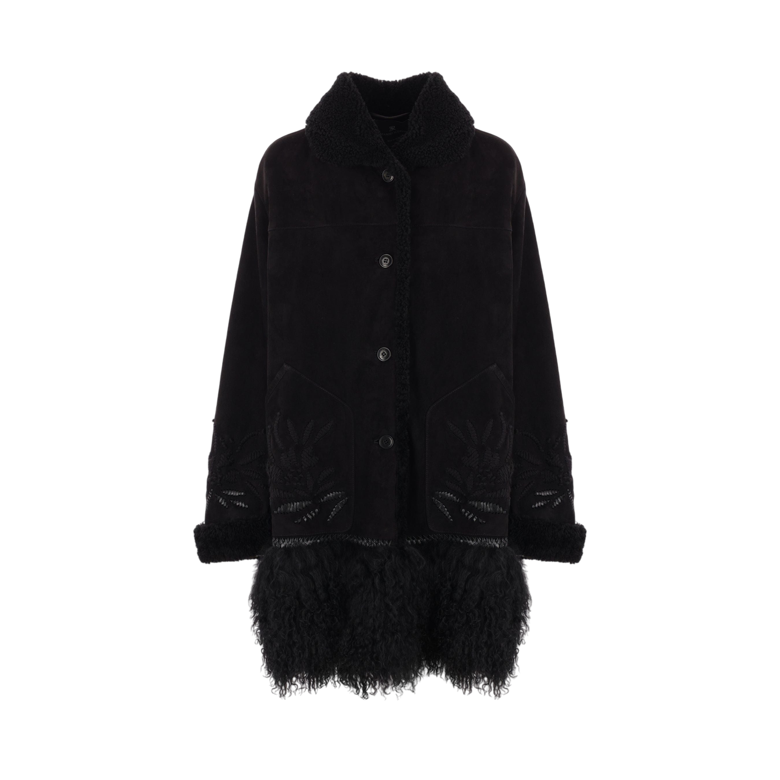 Embroidered Shearling Coat-ERMANNO SCERVINO-JOHN JULIA