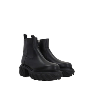 Exploration Motor Leather Ankle Boots-OFF-WHITE-JOHN JULIA