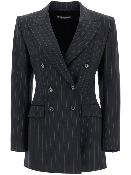 Double-Breasted Pinstripe Blazer-Dolce & Gabbana-JOHN JULIA