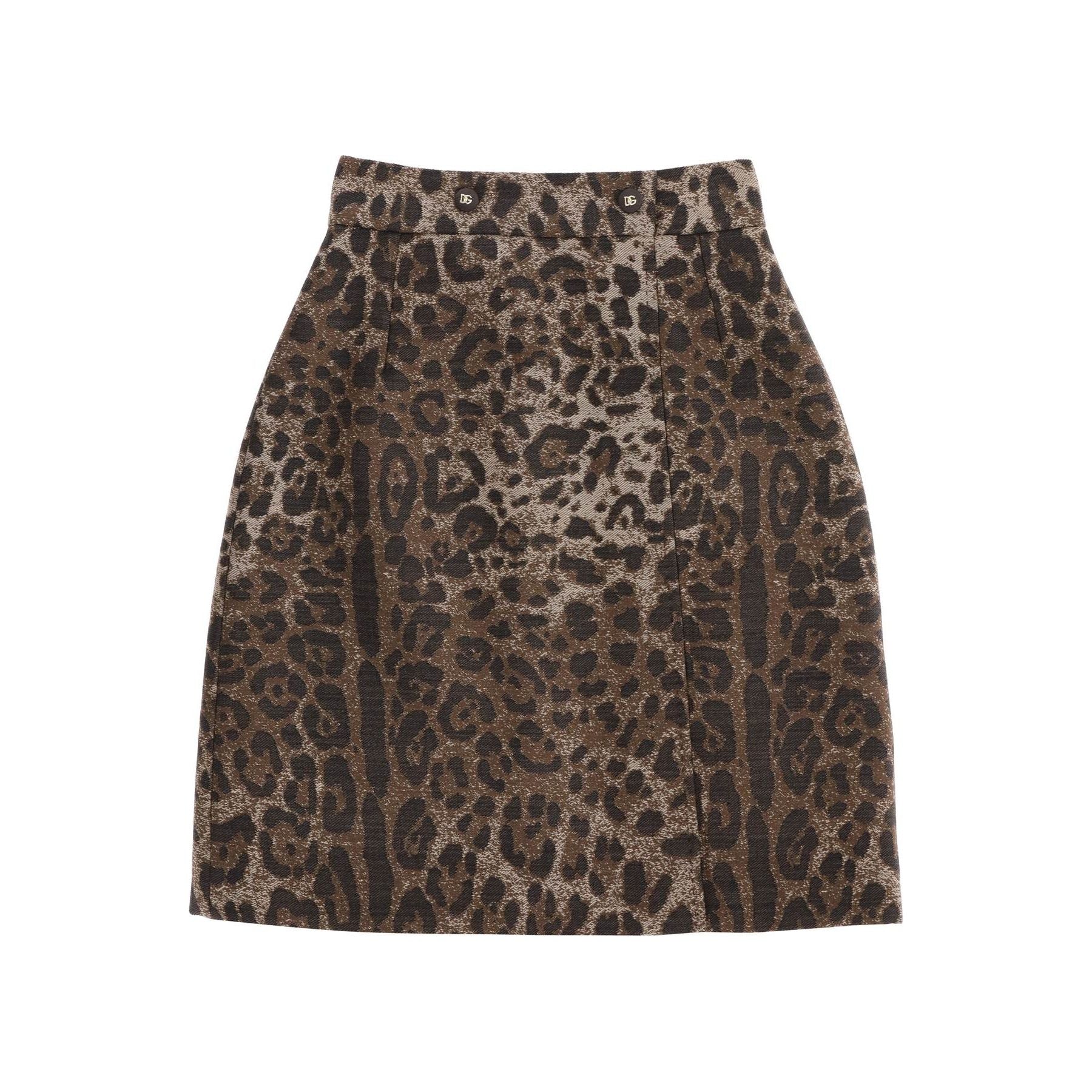 Wool Jacquard Skirt With Leopard Motif