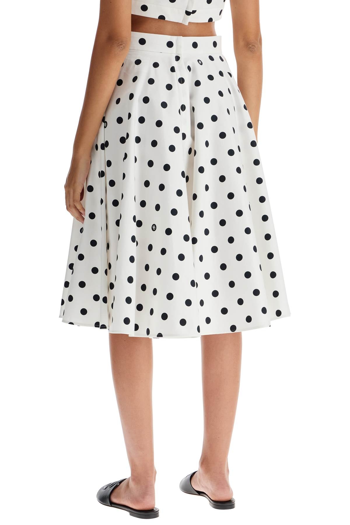 Cotton Polka Dot Flared Skirt