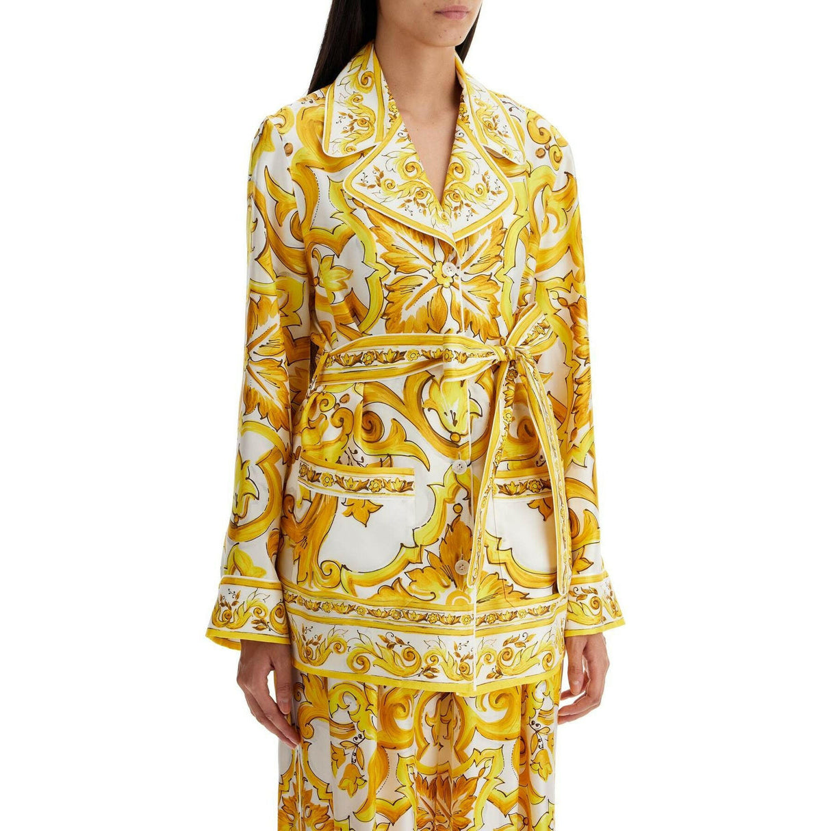 Majolica-Print Silk Twill Belted Pyjama Shirt.