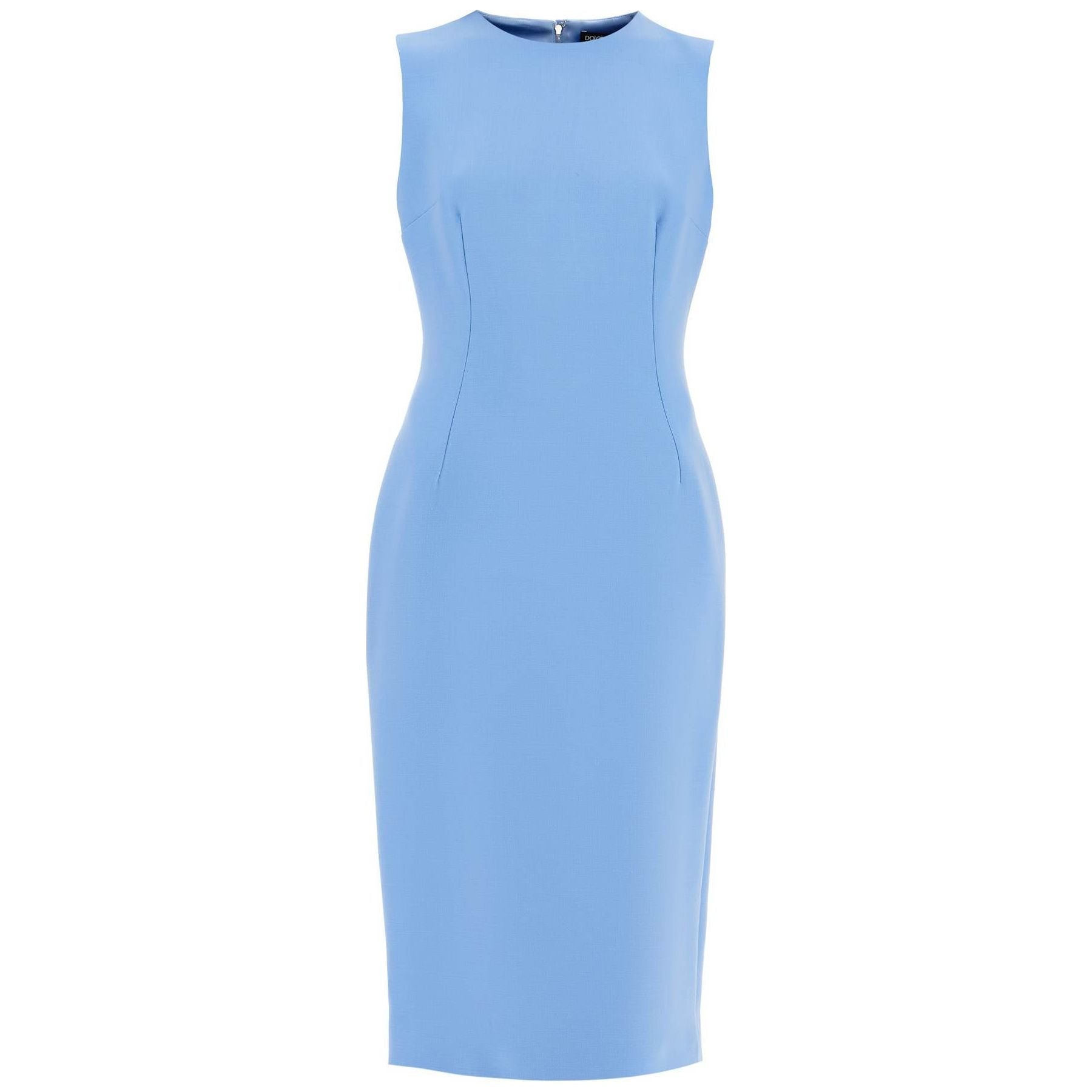 Wool Crepe Sheath Midi Dress With Tube