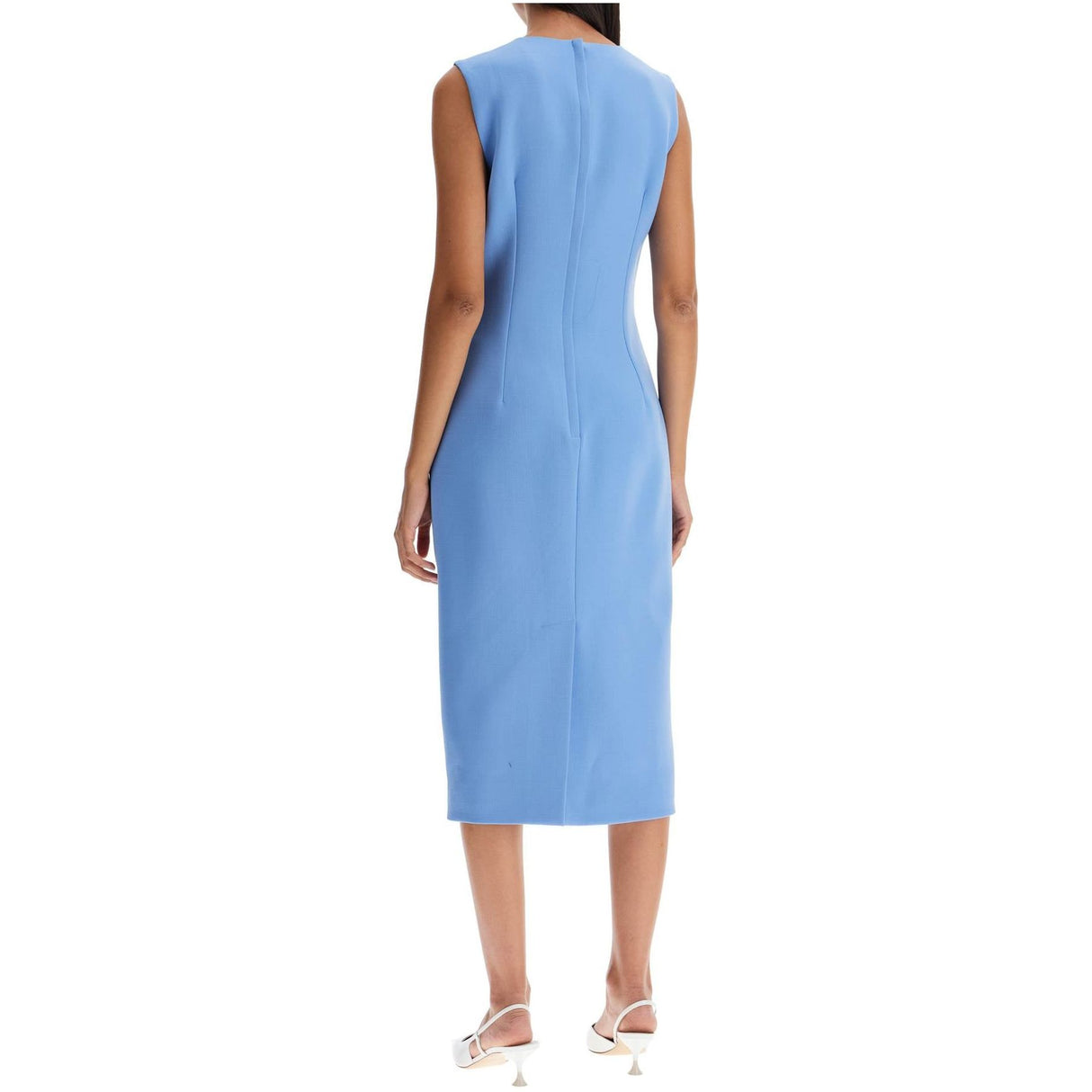 Wool Crepe Sheath Midi Dress With Tube