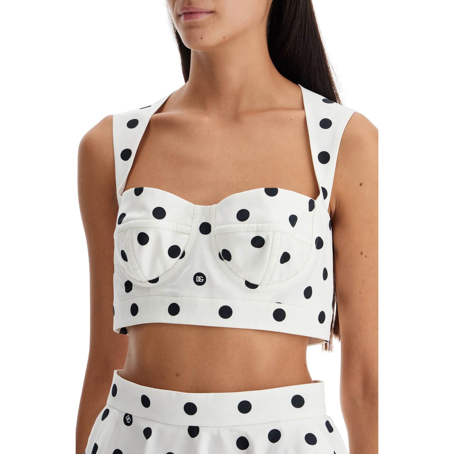 Polka Dot Cotton Bustier Top With