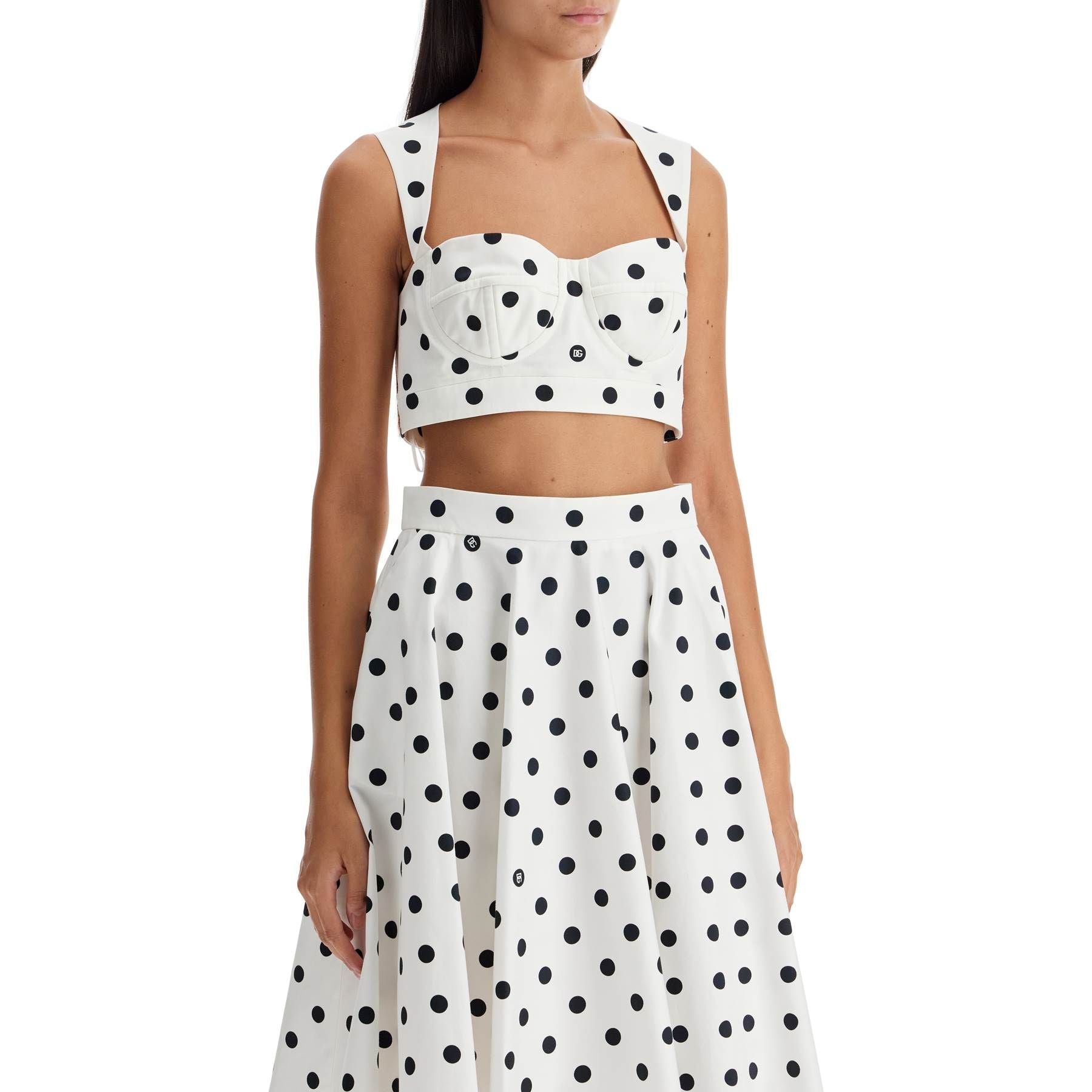 Polka Dot Cotton Bustier Top With