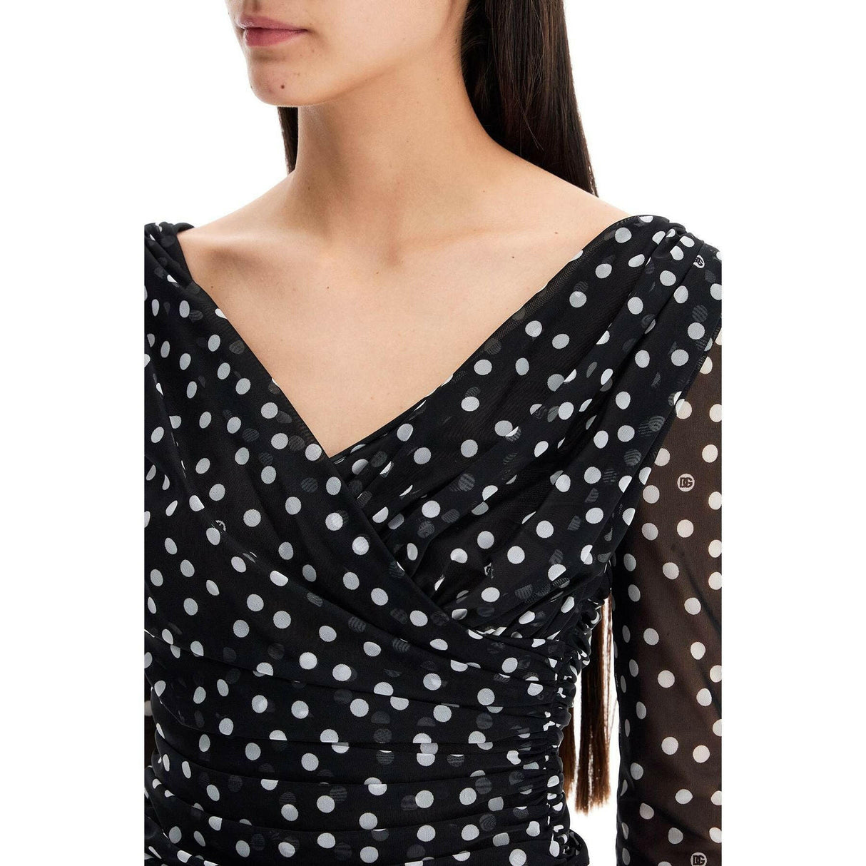 Polka-Dot Tulle Wrap Top.