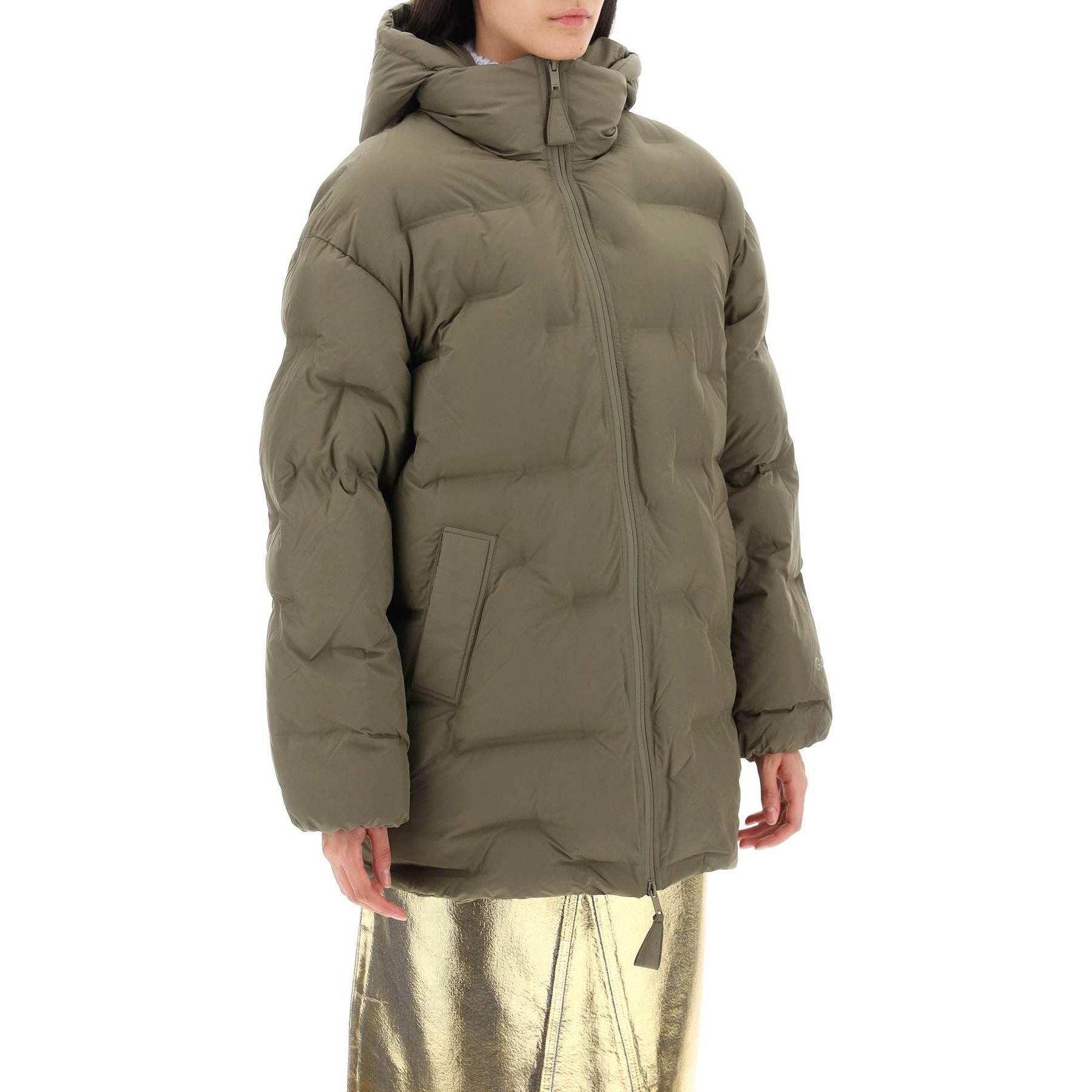 Midi Puffer Jacket With Detachable Hood