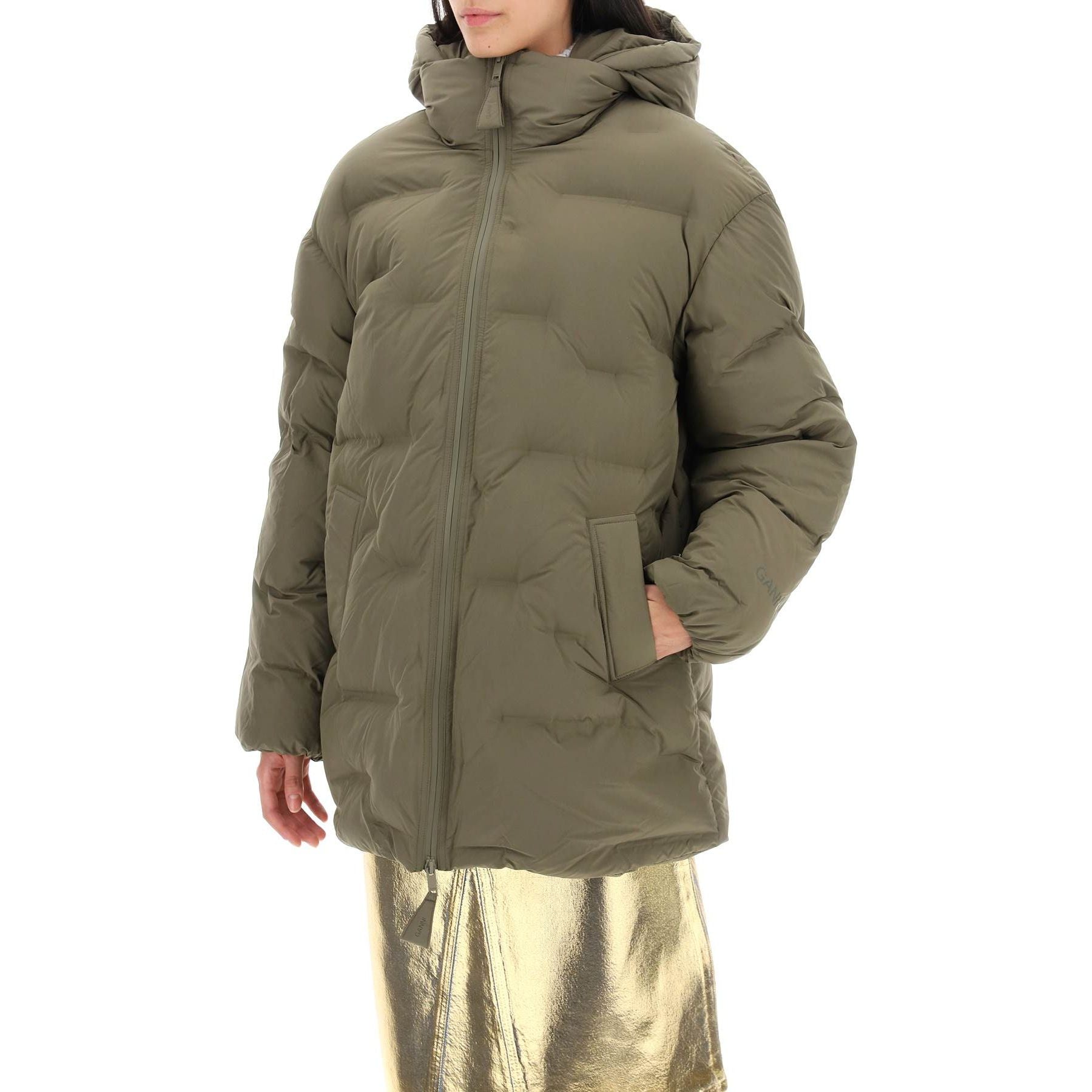 Midi Puffer Jacket With Detachable Hood