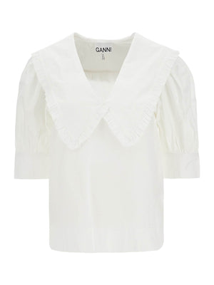 Exaggerated Collar Ruffle Blouse-Ganni-JOHN JULIA