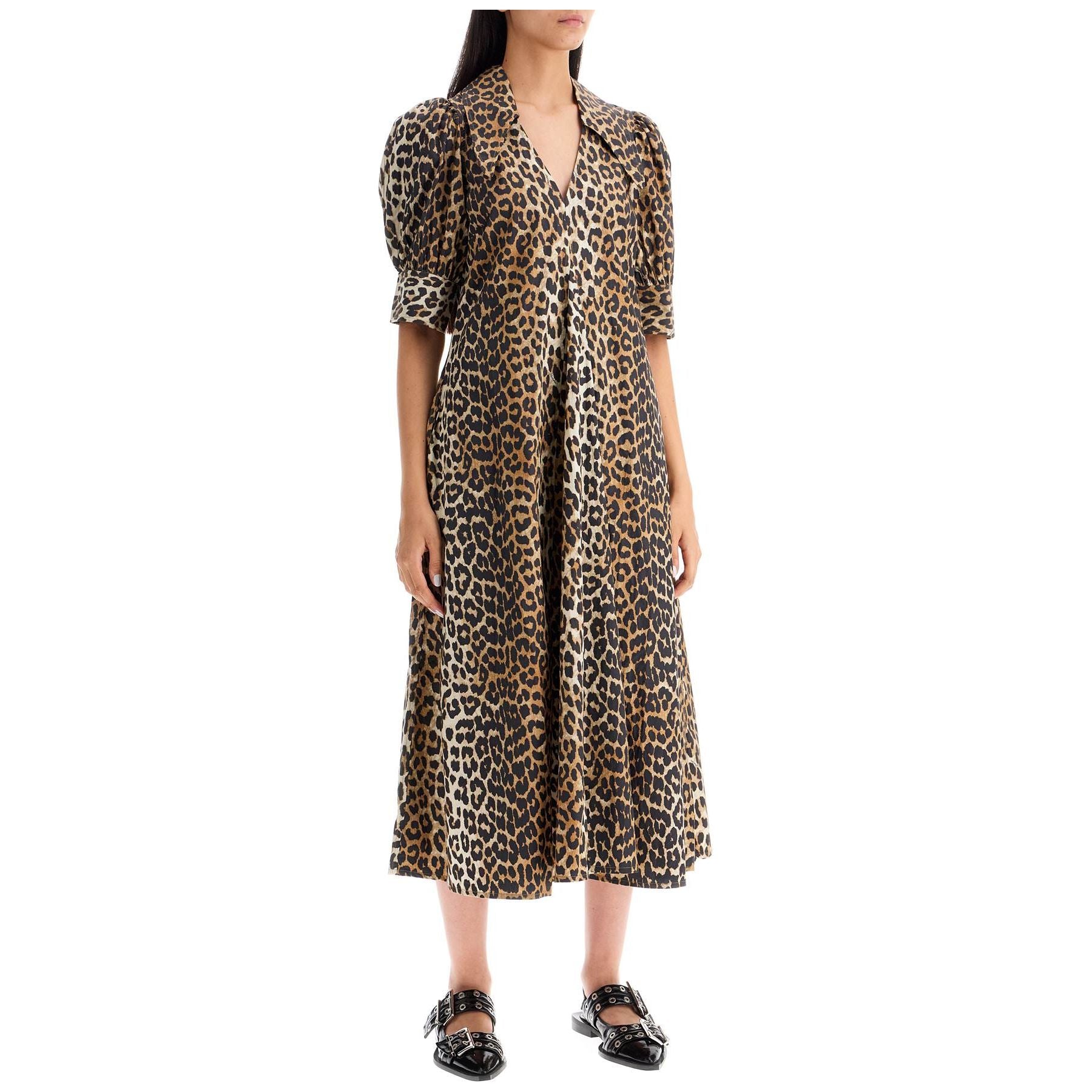 Organic Cotton Leopard Print V-Neck Dress