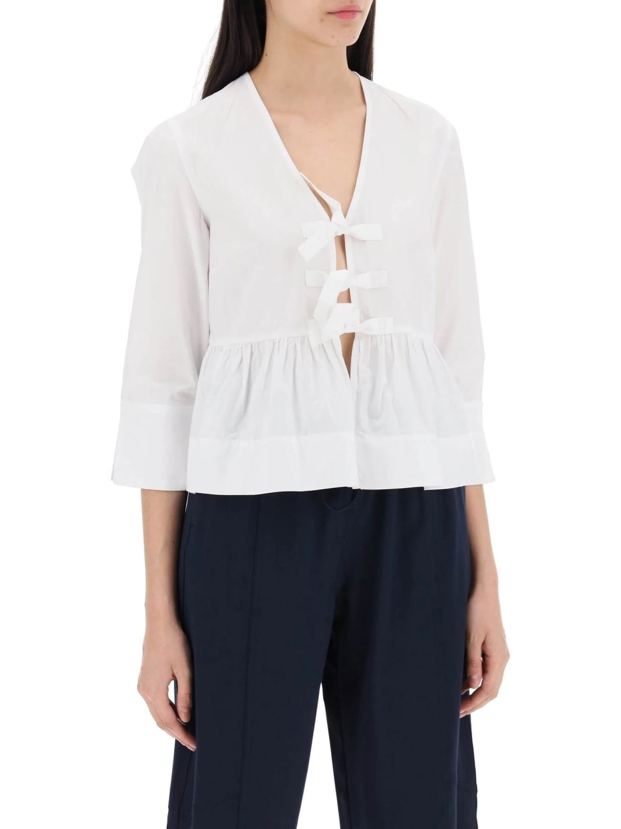 Peplum Cotton Blouse-GANNI-JOHN JULIA