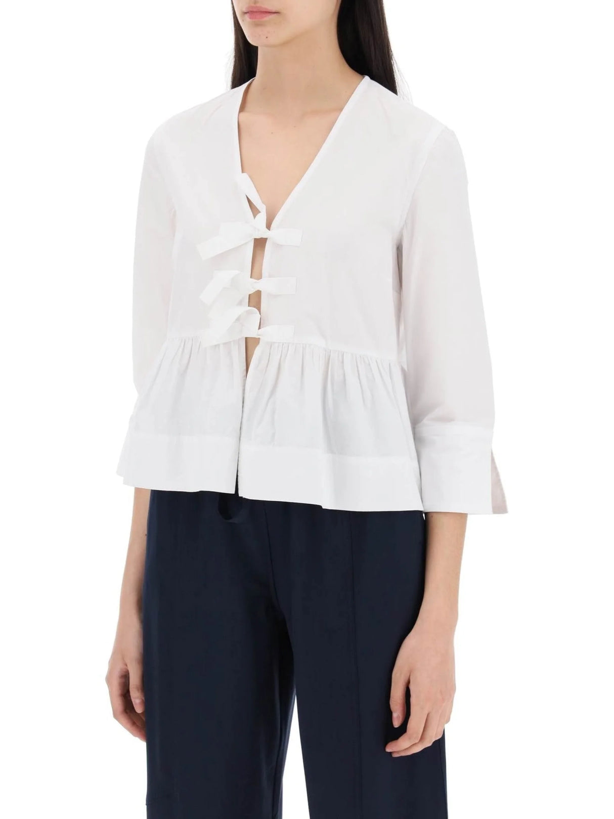 Peplum Cotton Blouse-GANNI-JOHN JULIA