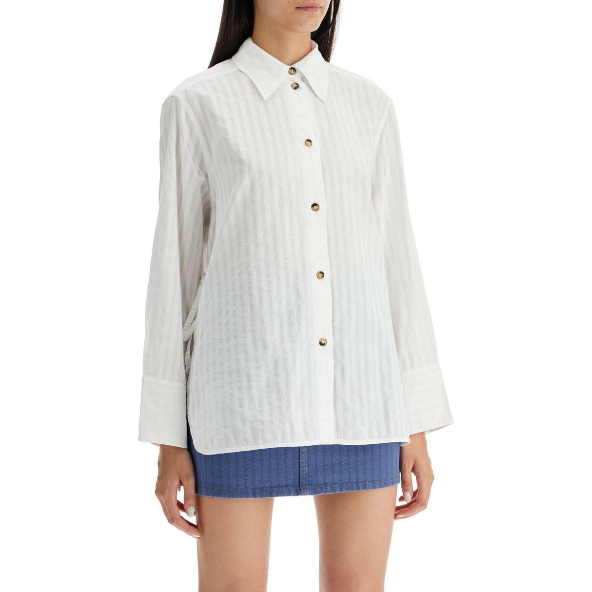 Organic Cotton Tonal Striped Oversized Shirt.