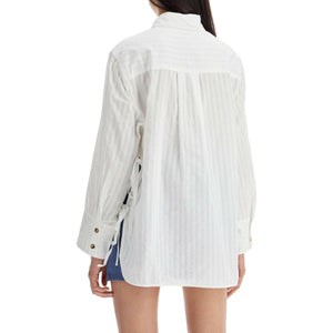 Organic Cotton Tonal Striped Oversized Shirt.