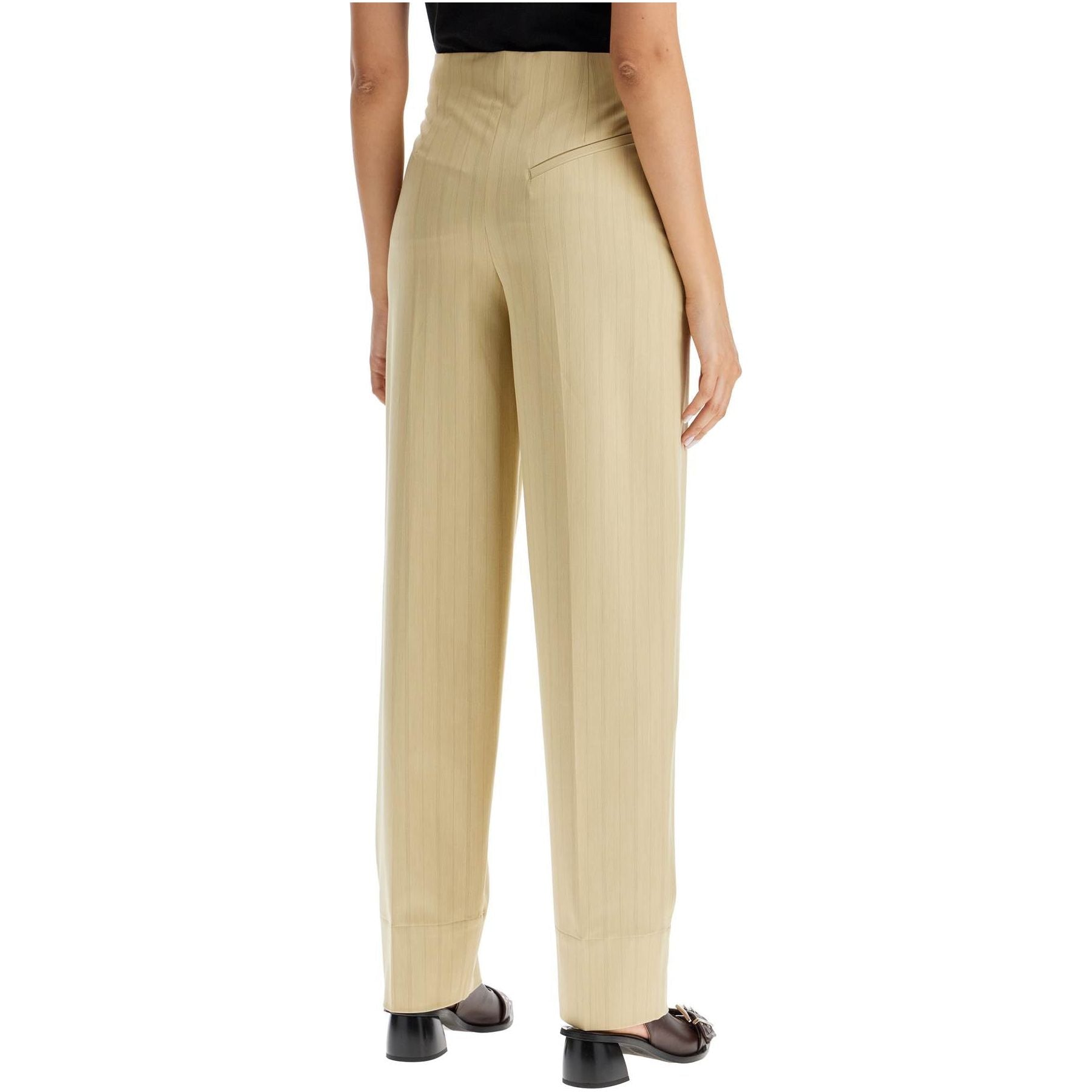 High-Waist Striped Tailored Trousers