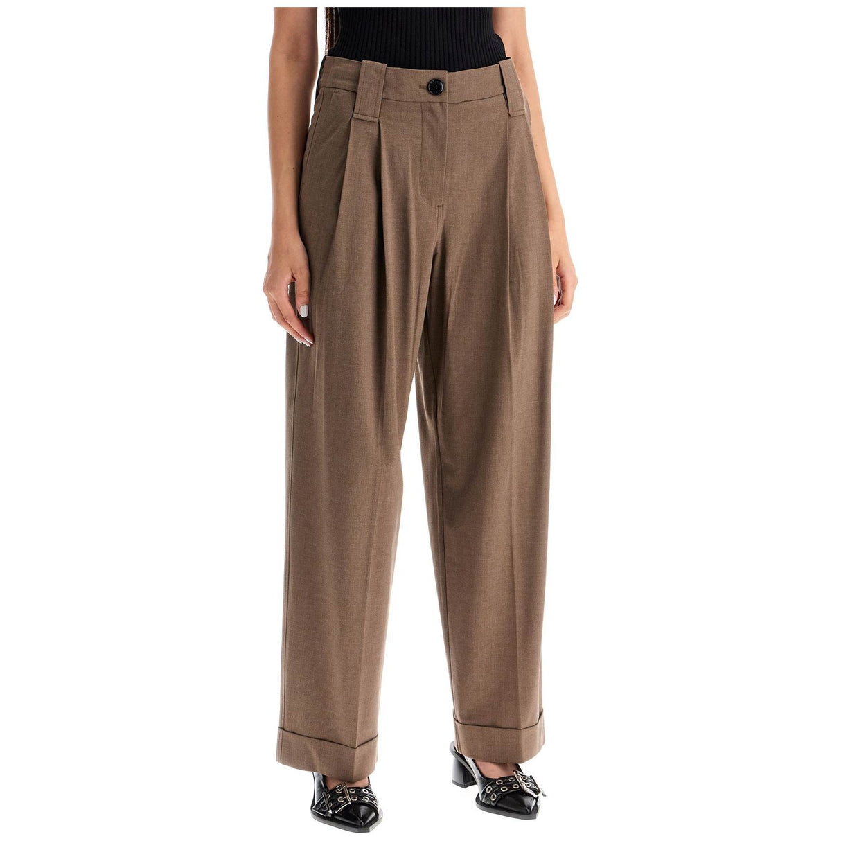 Sustainable Viscose Blend Flowy Trousers