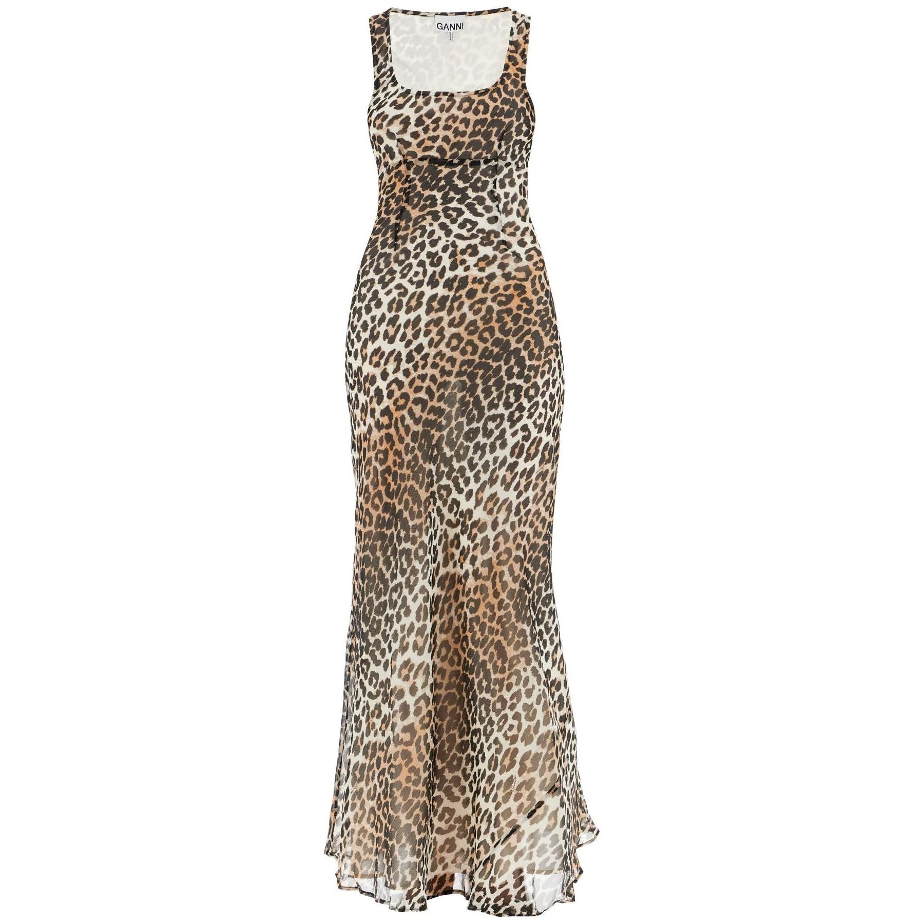 Printed Leopard Recycled Chiffon Maxi Dress