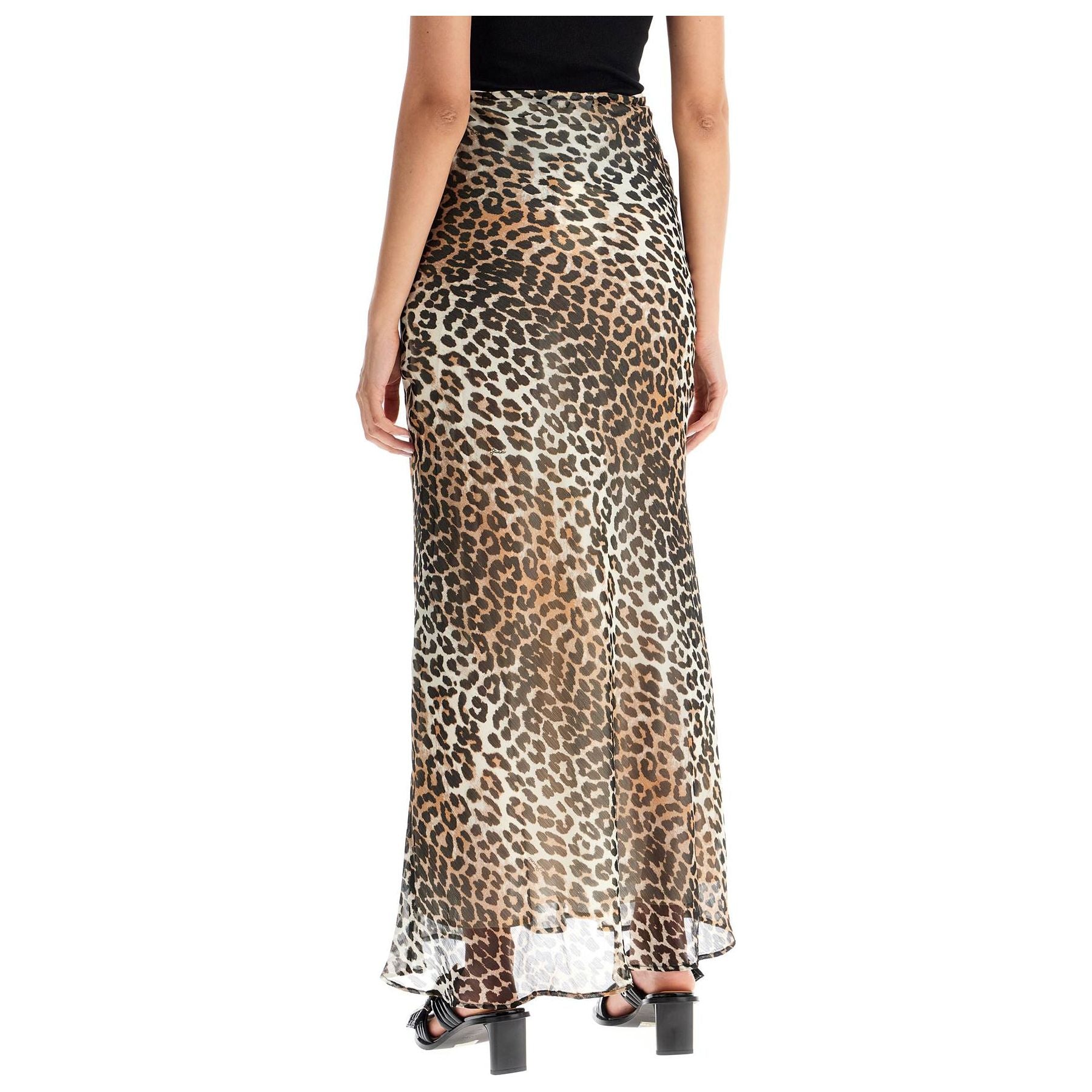 Recycled Leopard Print Chiffon Maxi Skirt